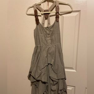 All Saints dress with belted straps and bustled trim